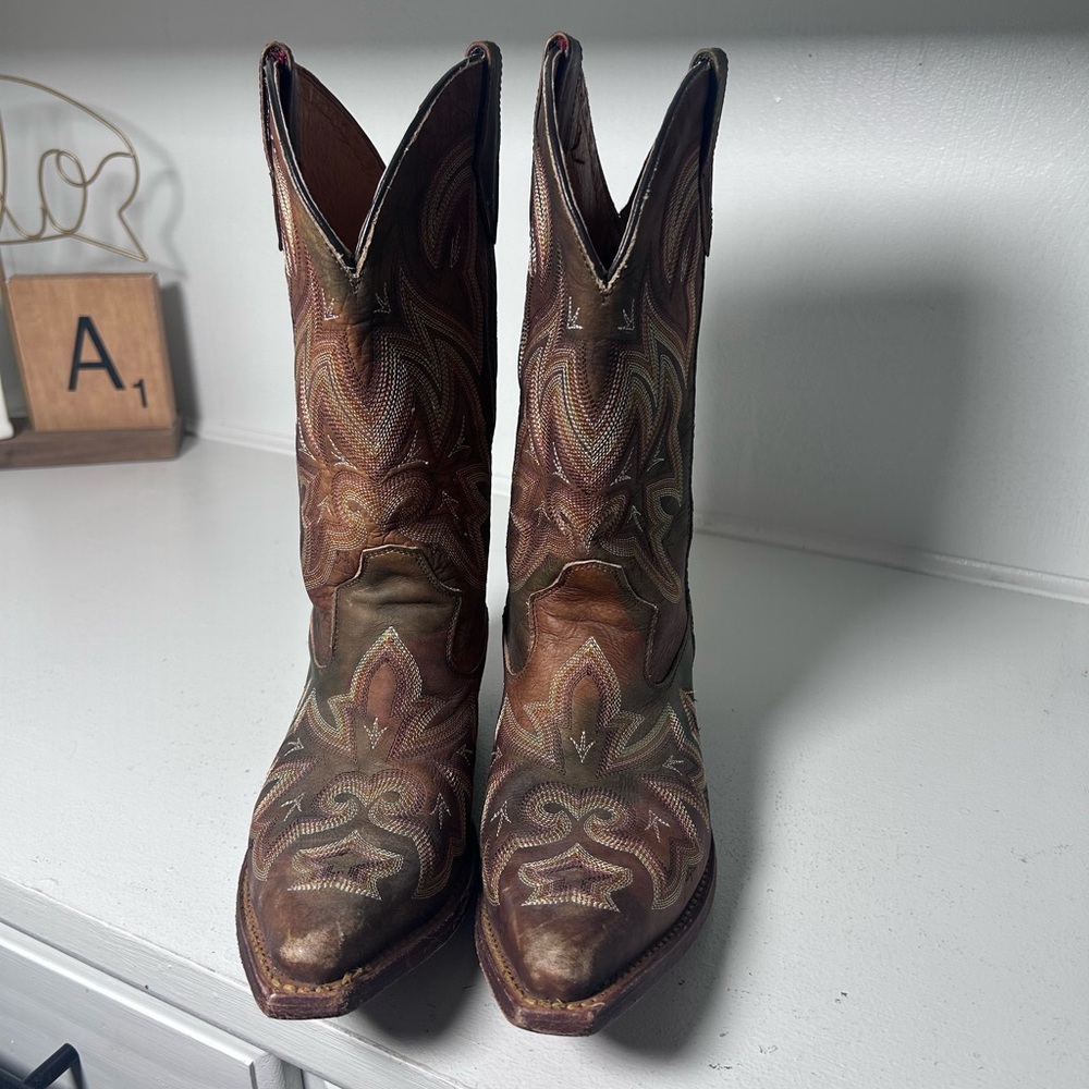 **SOLD**Rocky Women’s Western Cowboy Boots 8.5M Brown Leather Handmade - Picture 3 of 8